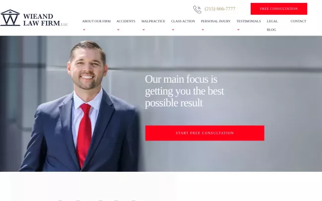 Screenshot of the Wieand Law Firm LLC Website