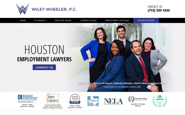 Screenshot of the Wiley Wheeler, P.C. Website