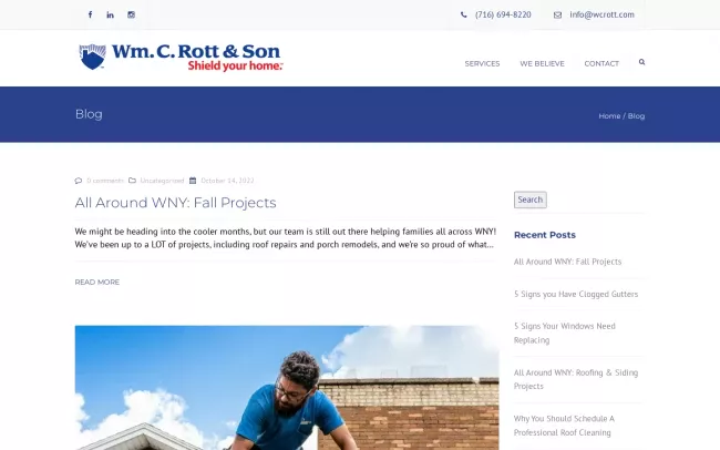Screenshot of the William C. Rott & Son Blog