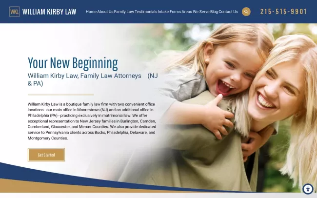 Screenshot of the William Kirby Law, Family Law Attorneys Website