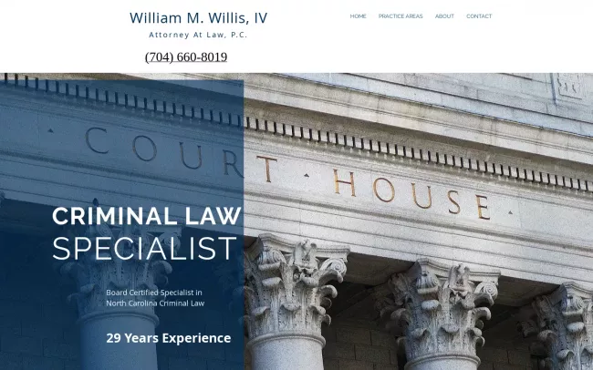 Screenshot of the William M. Willis IV P.C. Website