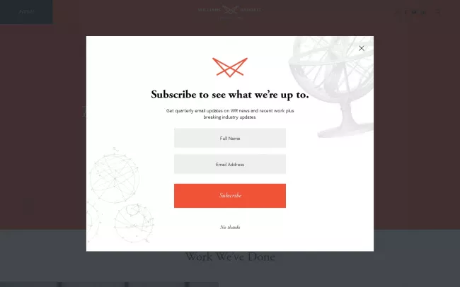 Screenshot of the Williams Randall Advertising Website