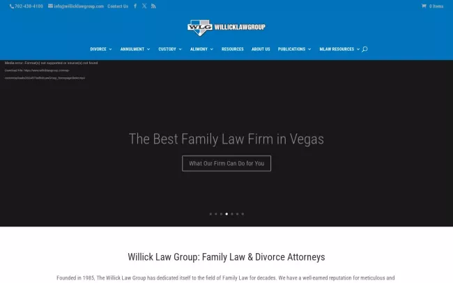 Screenshot of the Willick Law Group Website