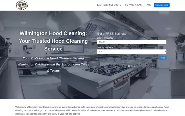 Screenshot of the Wilmington Hood Cleaning Website