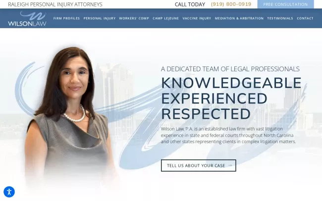 Screenshot of the Wilson Law, P.A. Website