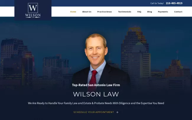 Screenshot of the Wilson Law Website