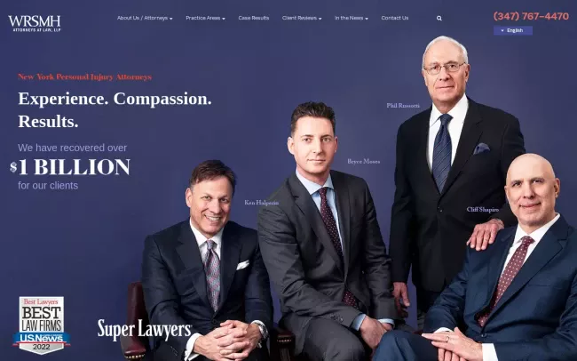 Screenshot of the Wingate, Russotti, Shapiro, Moses & Halperin, LLP Website