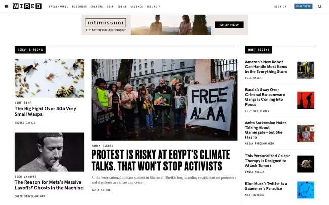 Screenshot of the Wired.com Blog