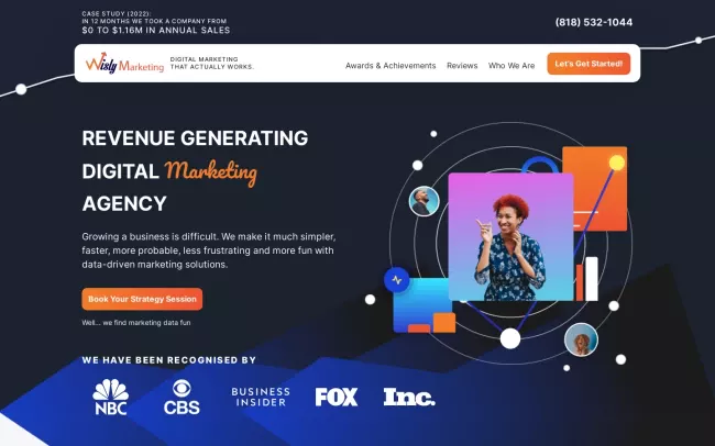 Screenshot of the Wisly Marketing Website