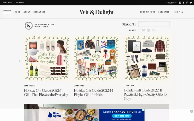 Screenshot of the Wit and Delight Blog