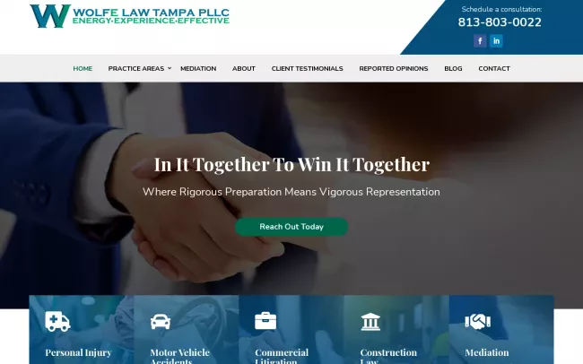 Screenshot of the Wolfe Law Tampa PLLC Website