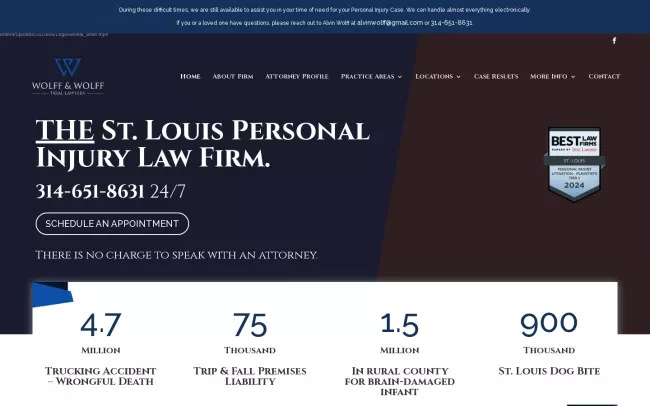 Screenshot of the Wolff & Wolff Trial Lawyers Website
