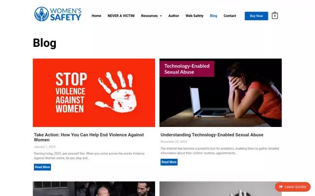 Screenshot of the Women's Safety Blog