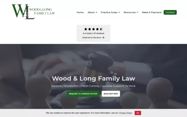 Screenshot of the Wood & Long LLC Website