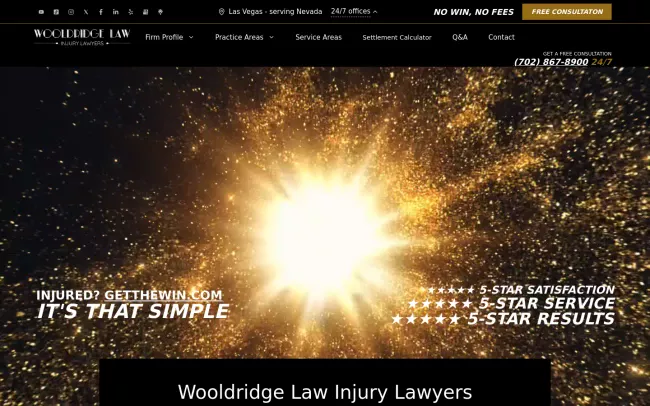 Screenshot of the Wooldridge Law Accident Lawyers Website