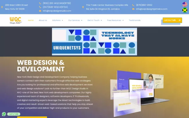 Screenshot of the WQC Design Studio Website