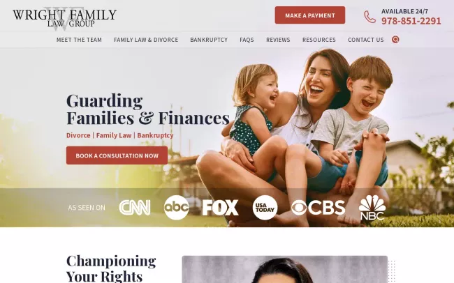 Screenshot of the Wright Family Law Group Website