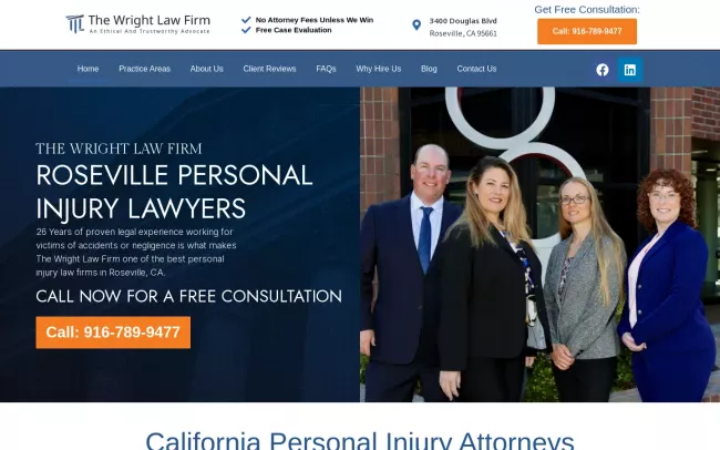 Screenshot of the The Wright Law Firm Personal Injury Attorneys Website