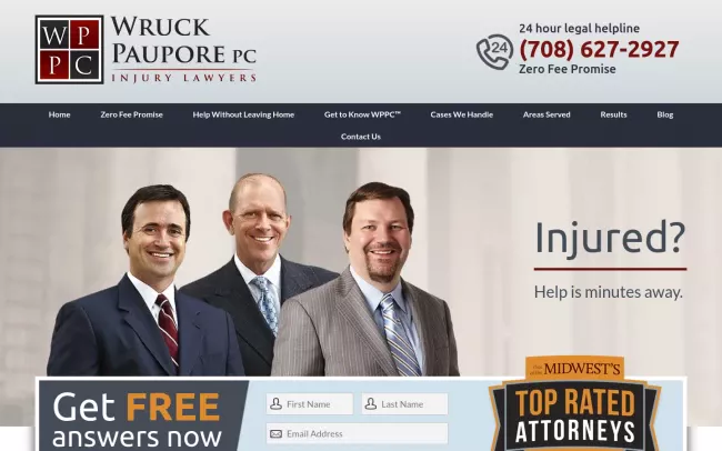 Screenshot of the Wruck Paupore PC Injury Lawyers Website