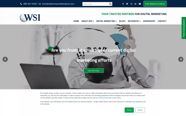 Screenshot of the WSI- Optimized Web Solutions Website
