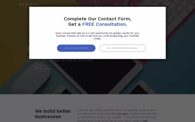 Screenshot of the X3 Digital Website