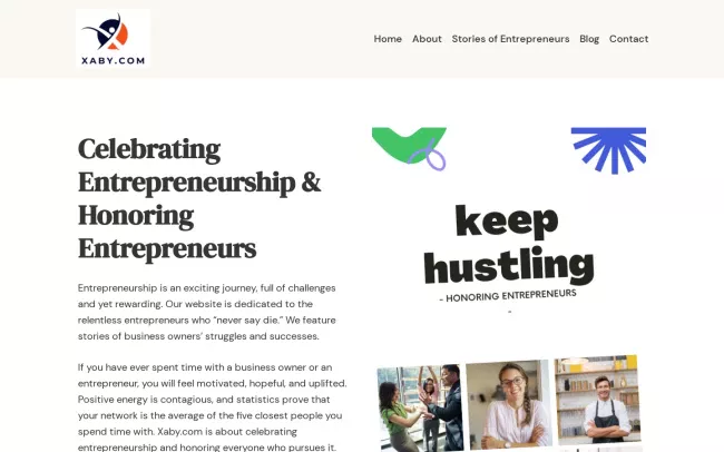 Screenshot of the Xaby.com - Celebrating Entrepreneurship & Honoring Entrepreneurs Blog