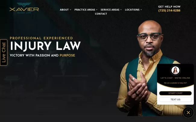 Screenshot of the Xavier Injury Law Website