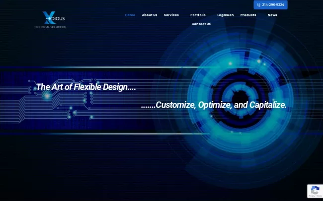 Screenshot of the Xedious Website