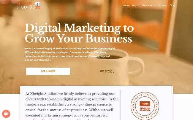 Screenshot of the Xheight Studios Website