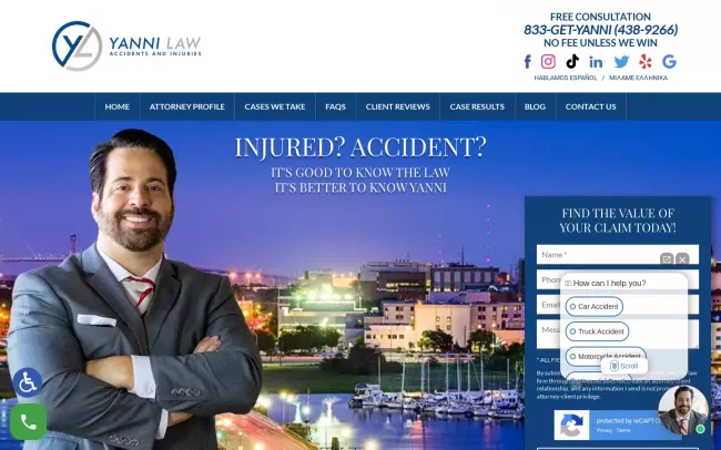 Screenshot of the Yanni Law Website