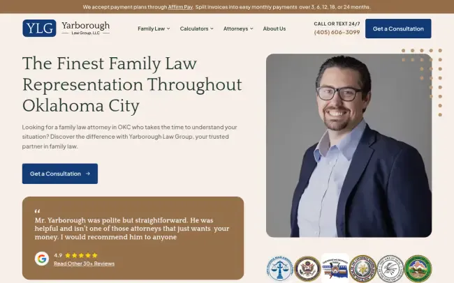 Screenshot of the Yarborough Law Group, LLC Website