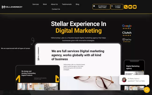 Screenshot of the YelloMonkey Labs Website