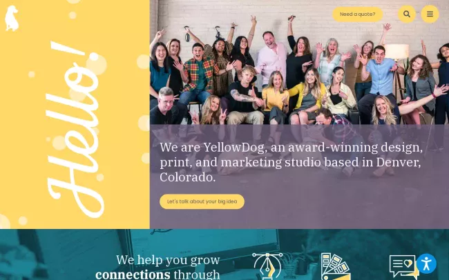 Screenshot of the YellowDog Design, Print and Marketing Website