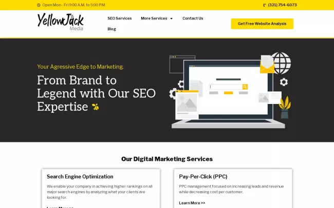 Screenshot of the YellowJack Media Website