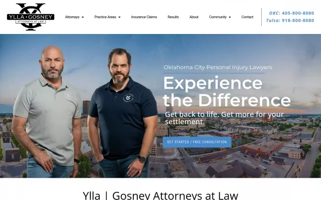 Screenshot of the Ylla & Gosney, Attorneys at Law Website