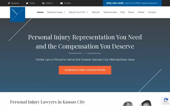 Screenshot of the Yonke Law LLC Website