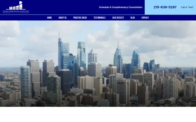 Screenshot of the Young, Marr, Mallis & Associates - Pennsylvania Bankruptcy & Criminal Defense Lawyers Website