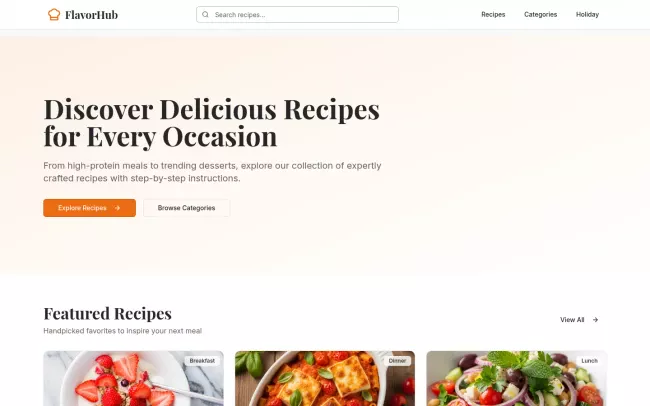 Screenshot of the Yum Central Recipes | Easy, Delicious Recipes for Every Day Blog