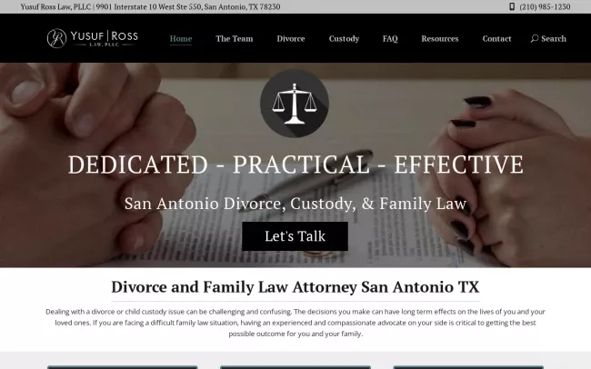 Screenshot of the Yusuf Ross Law PLLC Website