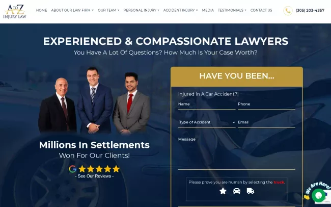 Screenshot of the A to Z Injury Law, PLLC Website