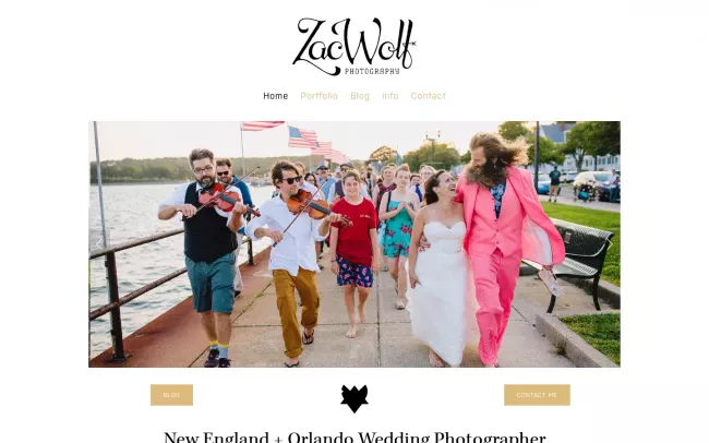 Screenshot of the Zac Wolf Photography Website