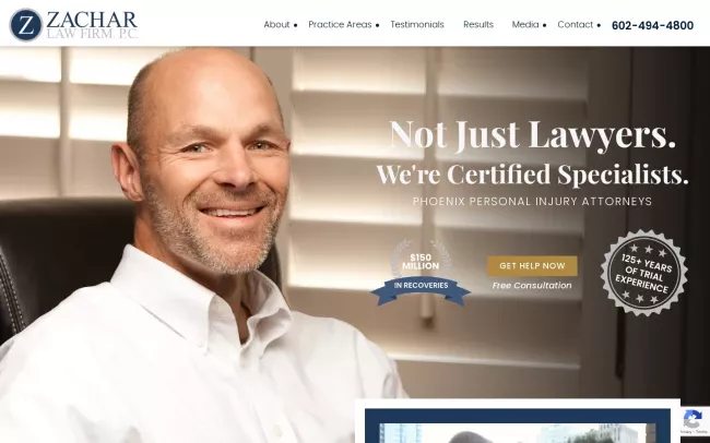 Screenshot of the Zachar Law Firm, P.C. Website