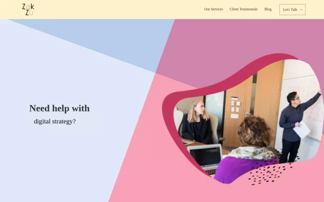 Screenshot of the Zak & Zu Website