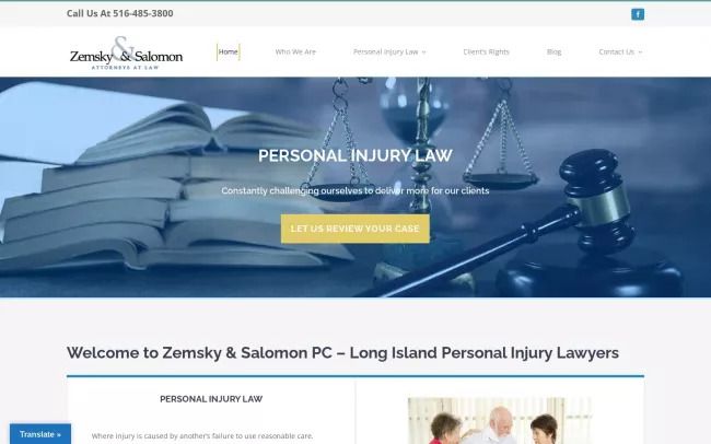 Screenshot of the Zemsky & Salomon P.C. Website