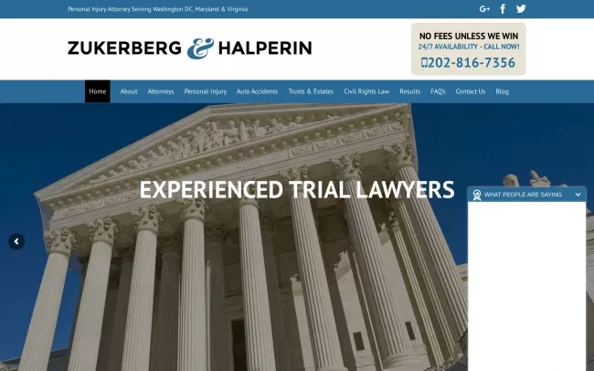 Screenshot of the Zukerberg & Halperin, PLLC Website