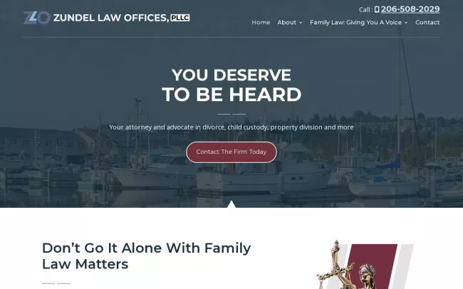 Screenshot of the Zundel Law Offices Website