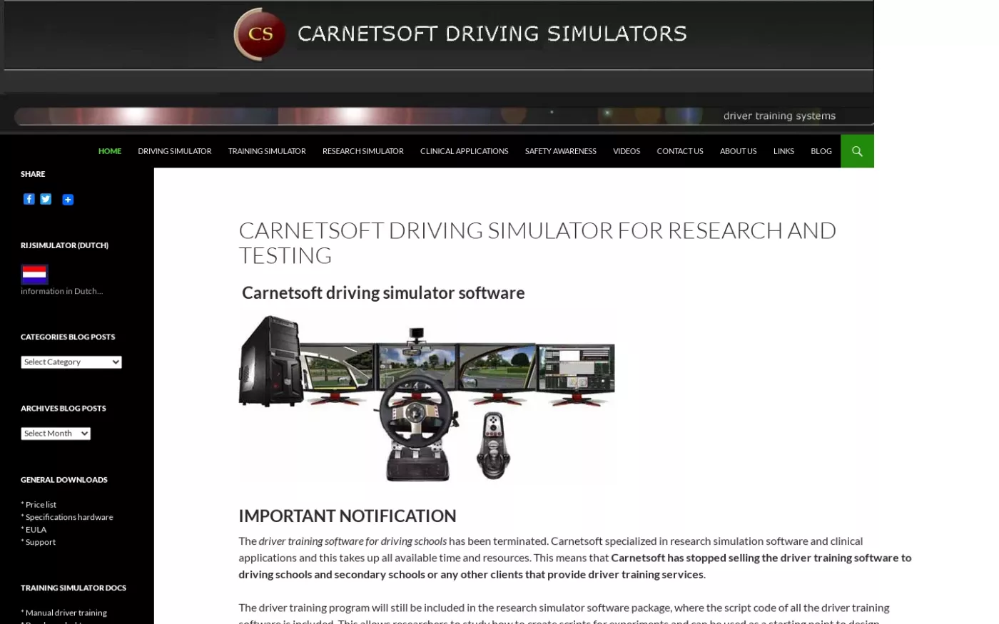 Carnetsoft car driving simulator for training, assessment and research, driving  simulator