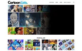 Cartoon & Anime Character Lists